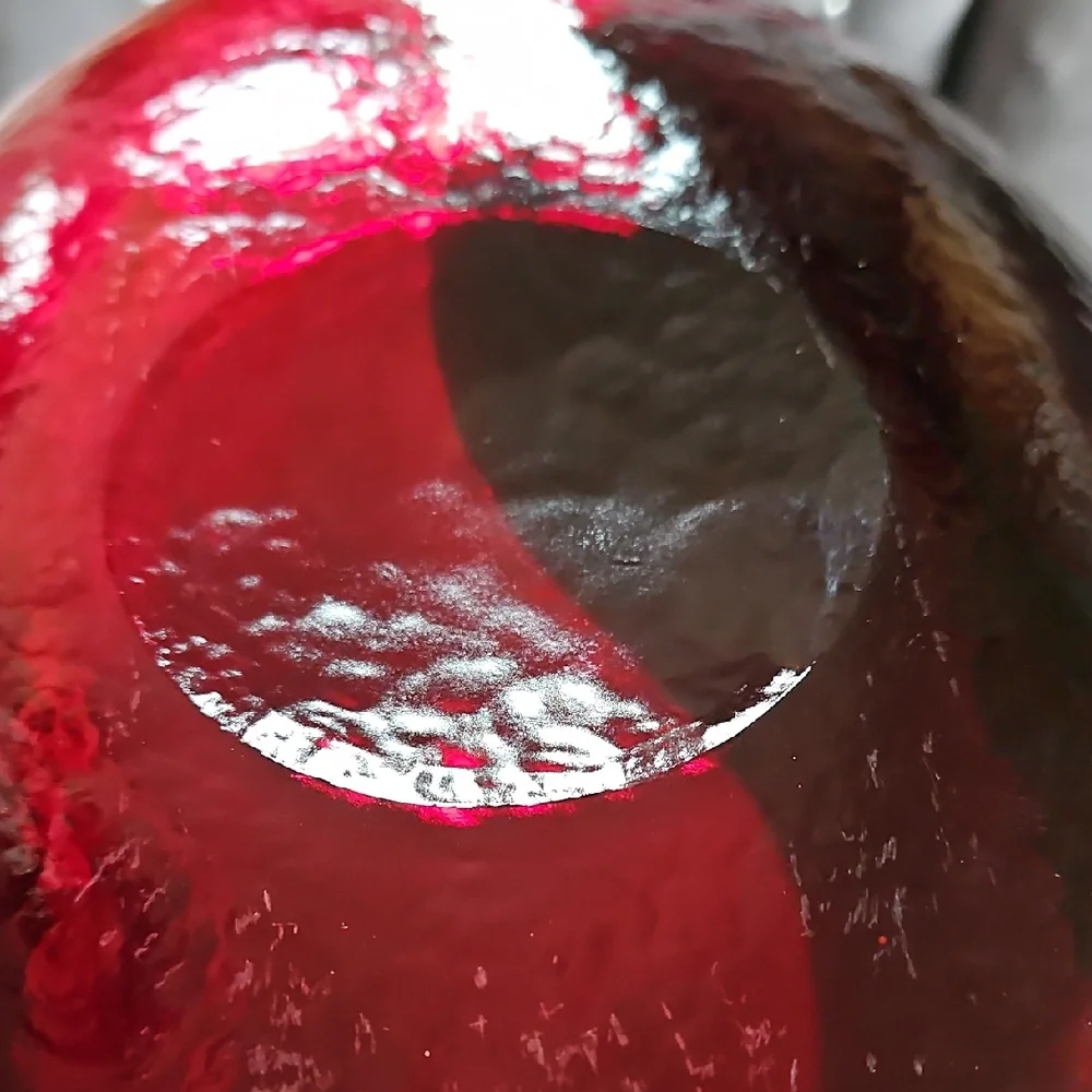 Vintage Yalos Casa Murano Red Caldera Glass Centerpiece Bowl Crate & Barrel UV